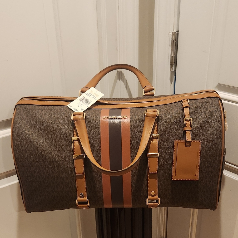Michael Kors Signature Brown and Tan Duffel Bag